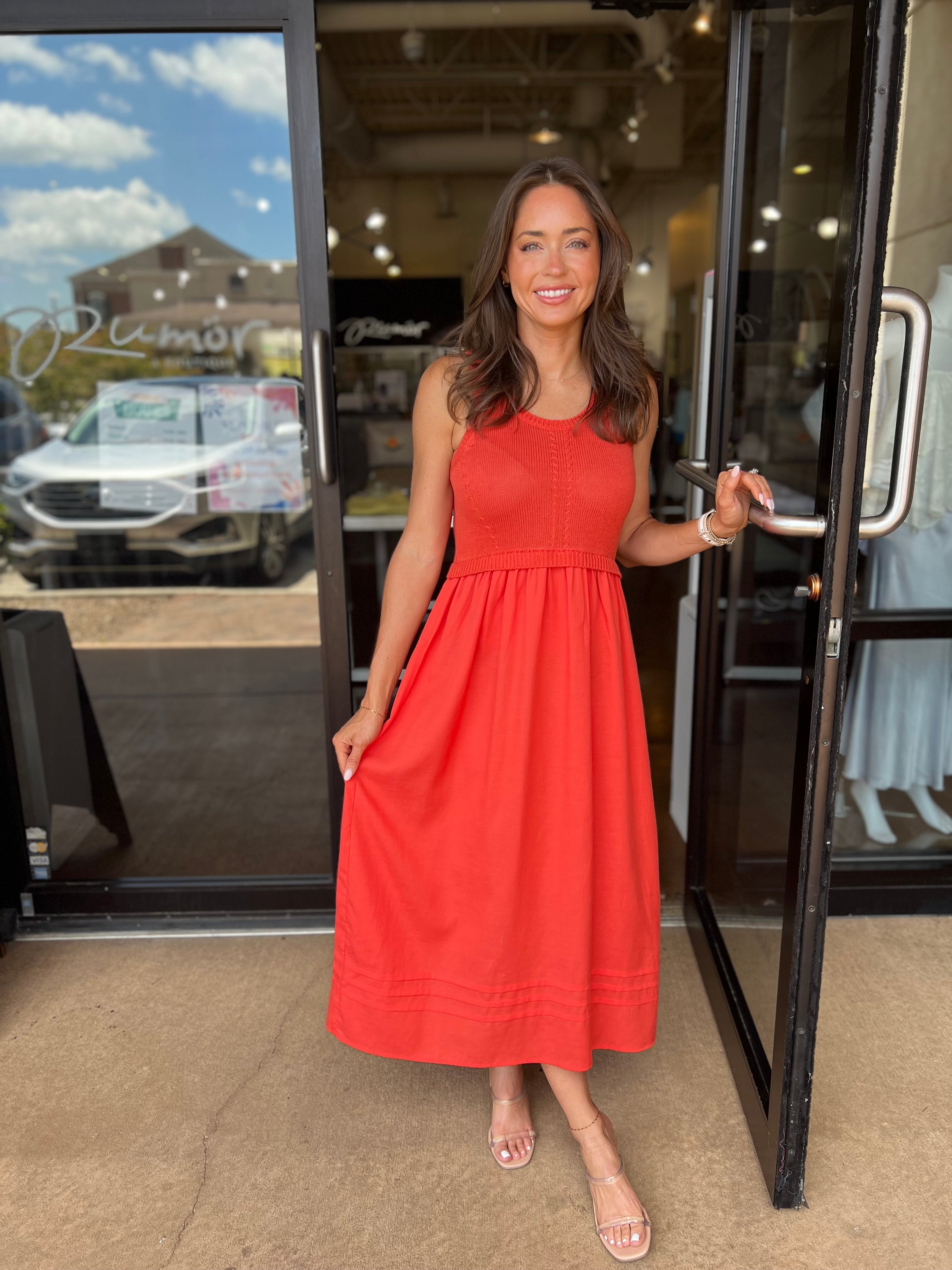 Sweater Midi Dress - Bright Tangerine