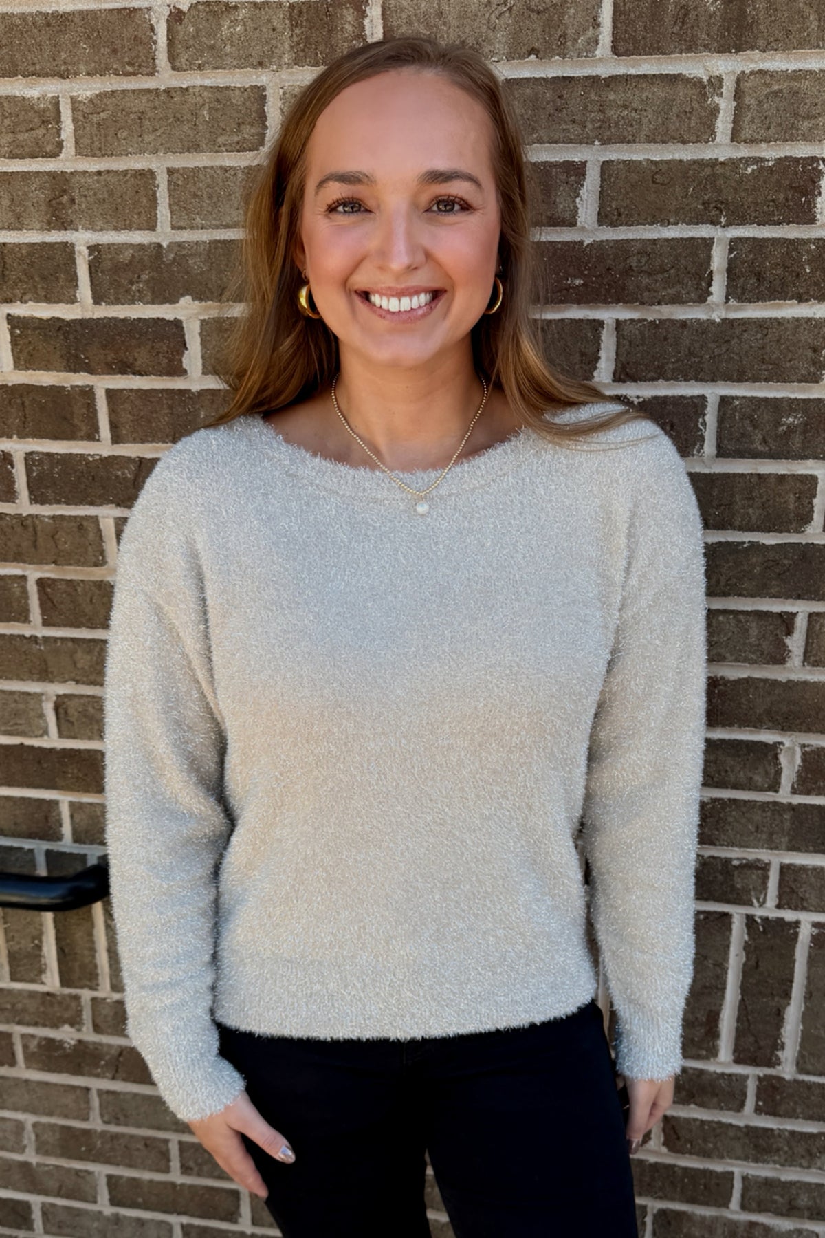 Dorian Boatneck Long Sleeve Sweater - Pale Peach