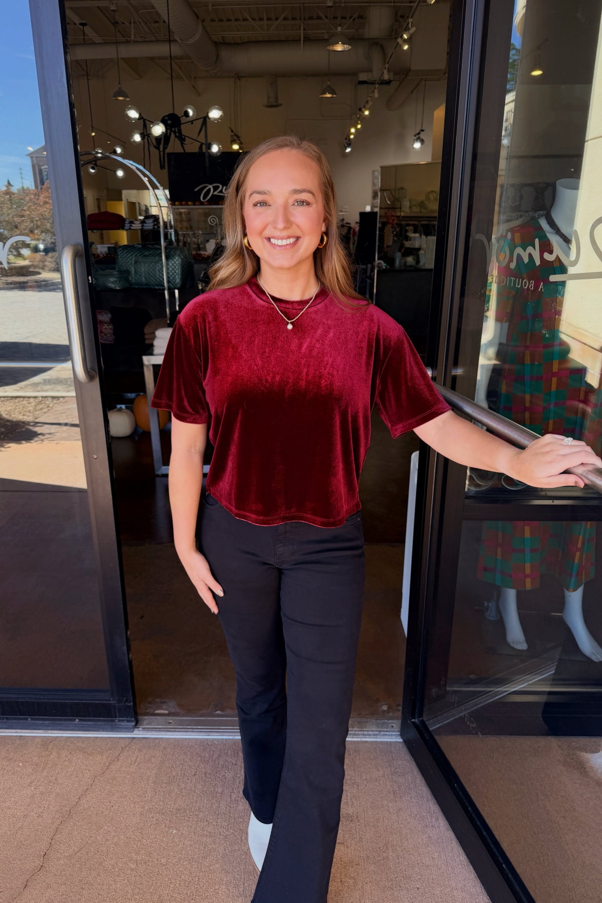 Maddox Velvet Tee - Toasted Current