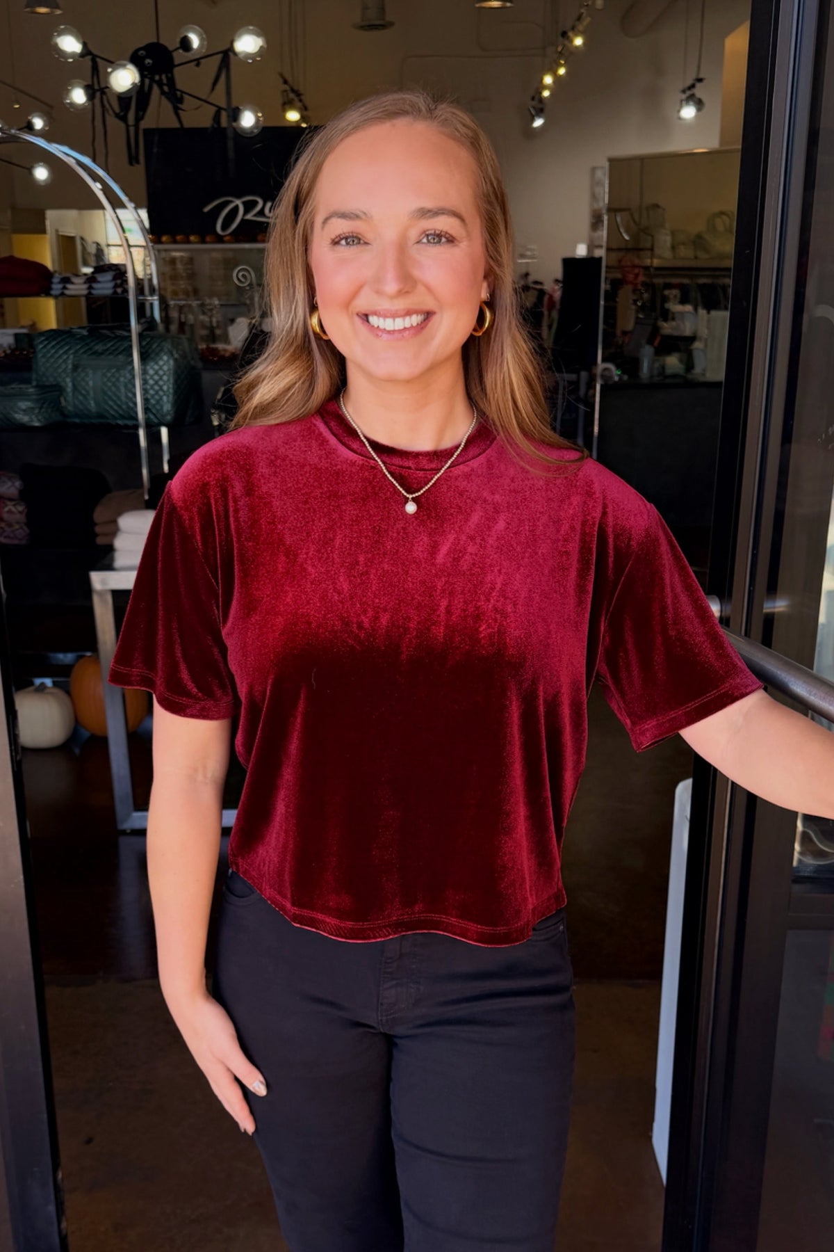 Maddox Velvet Tee - Toasted Current