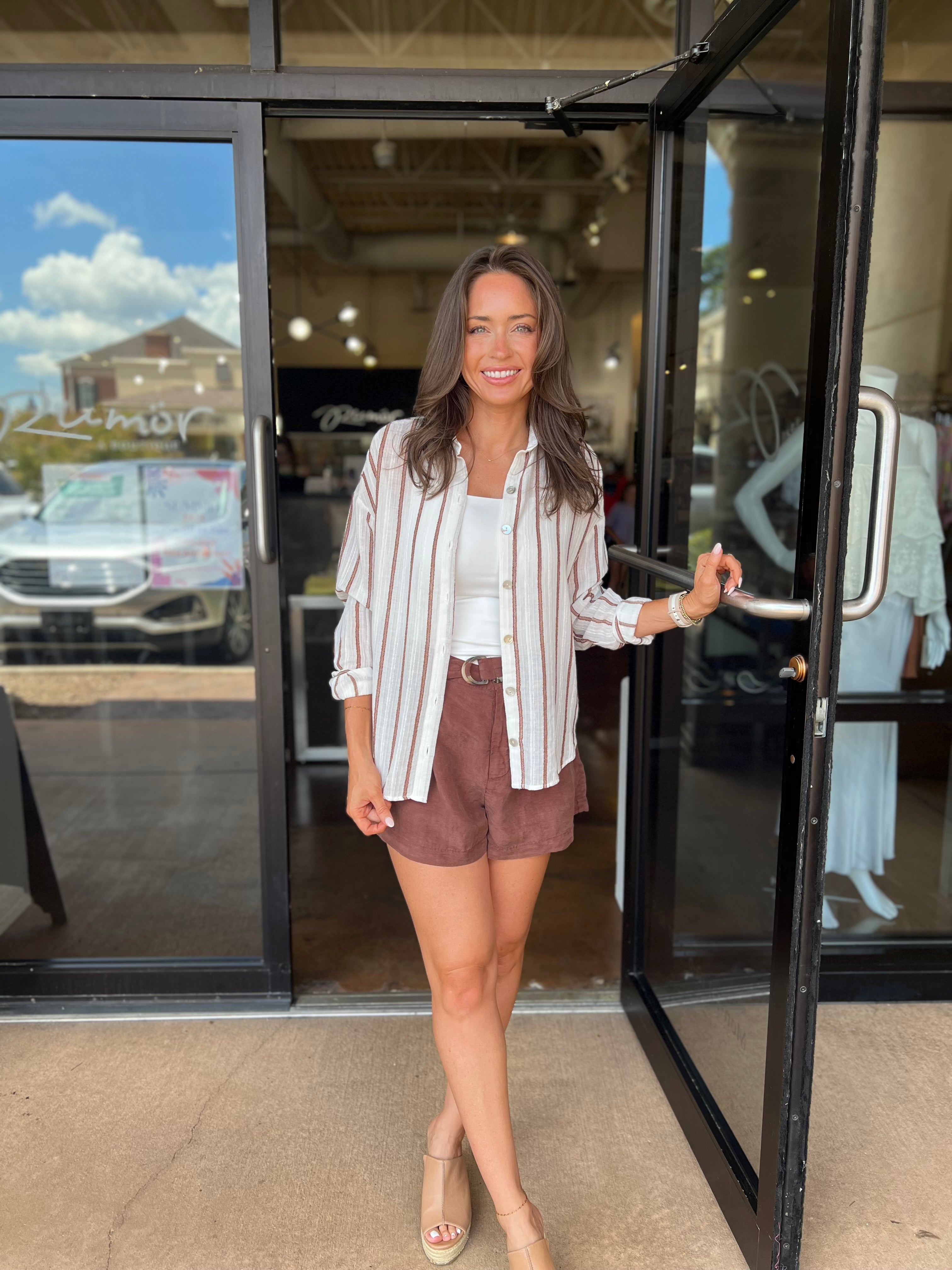 Oversized Long Sleeve Shirt - Sienna Stripe