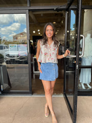 Olina Prairie Top - Ivory Floral