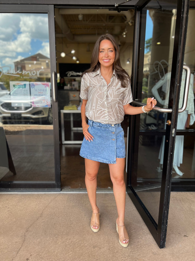Denim Wrap Skort - Blue
