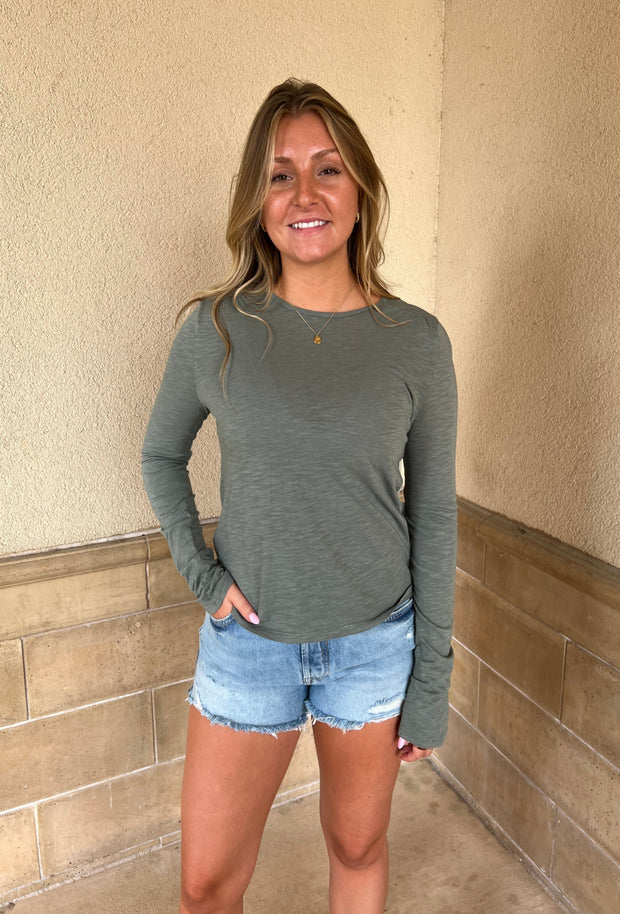 Melia 3/4 Length Top - Salte Green