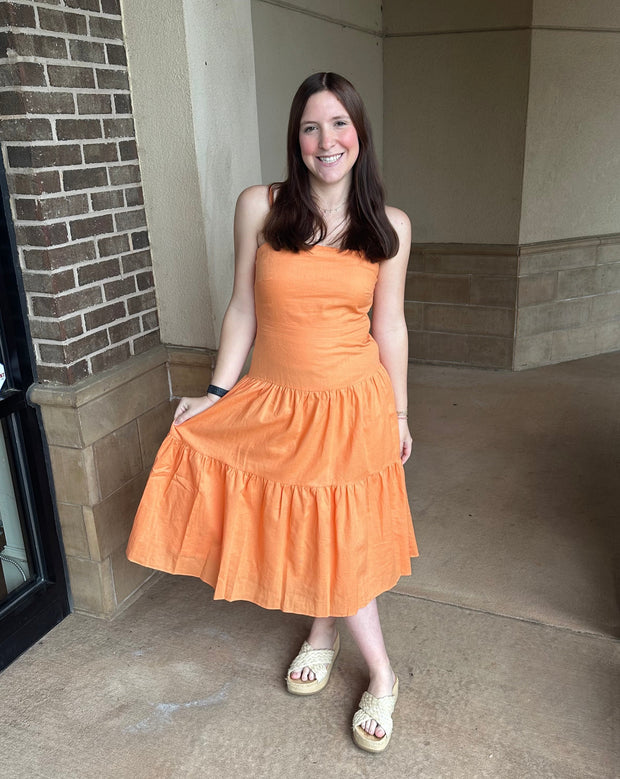 Jill Drop Waist Dress "Orange"