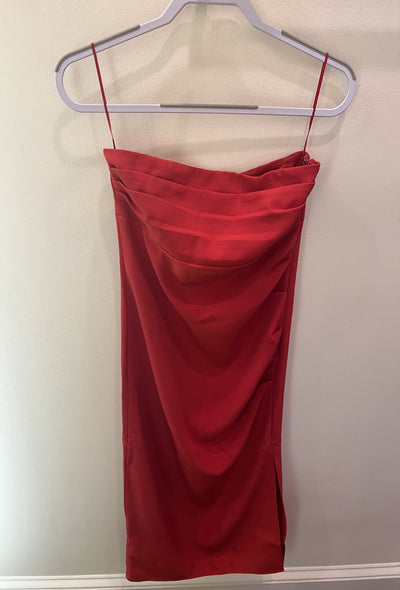 Naomi Strapless Midi Dress - Cherry