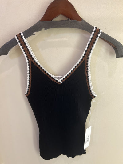 Charlize Crochet Detail Tank - Black