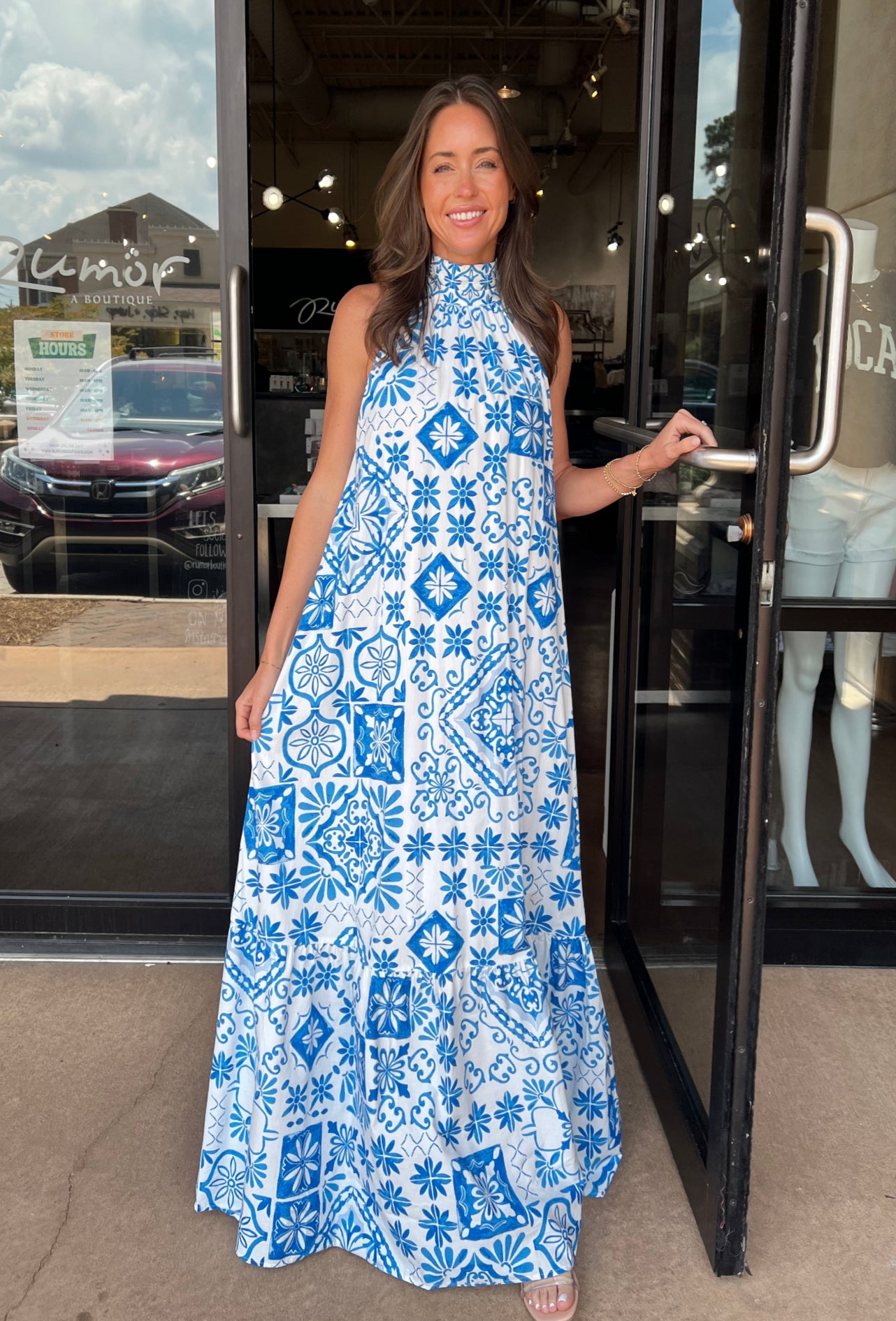 Rebecca Halter Maxi Dress - Aegean Blue