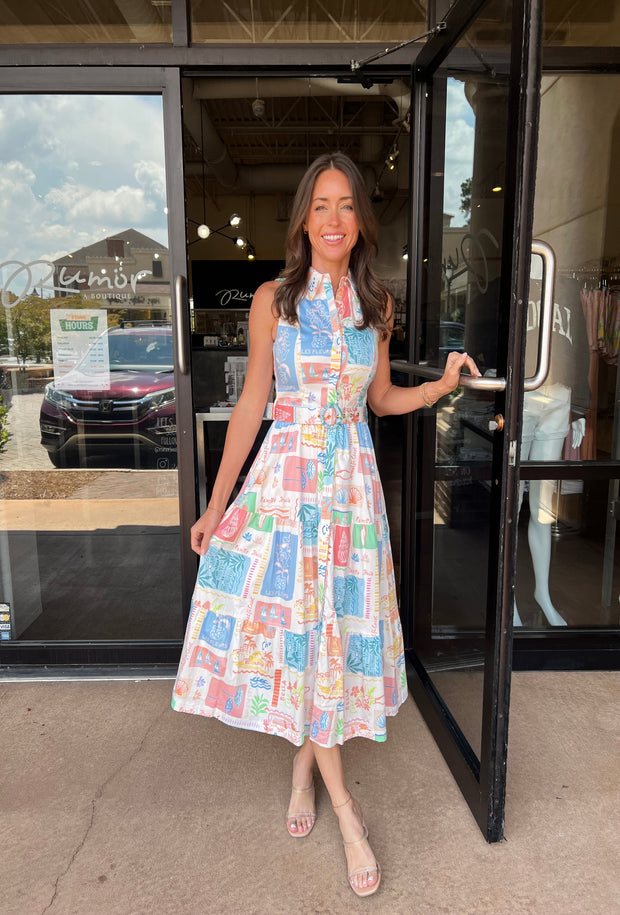 Cara Midi Dress - Tropical