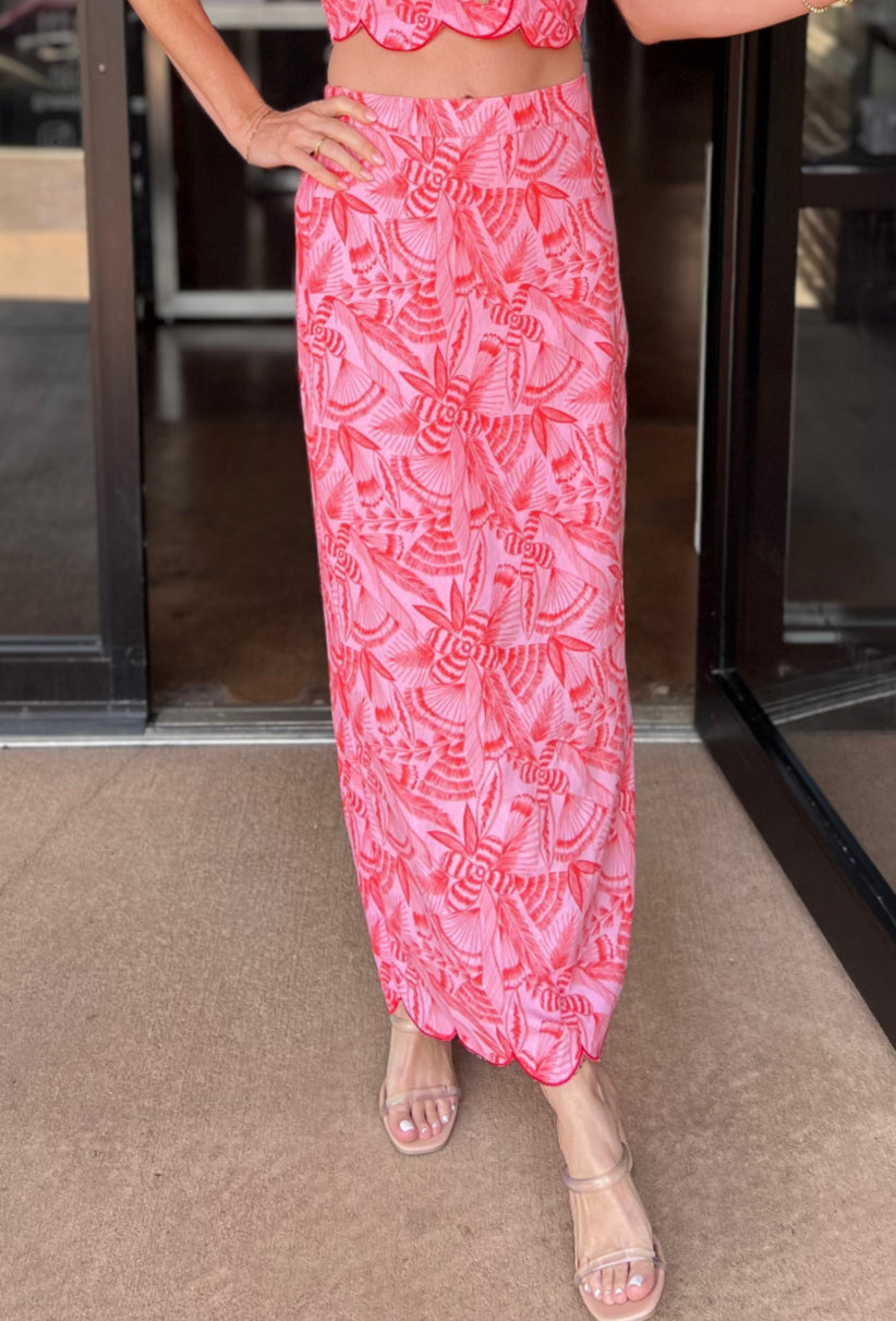 Tropical Maxi Skirt - Pink