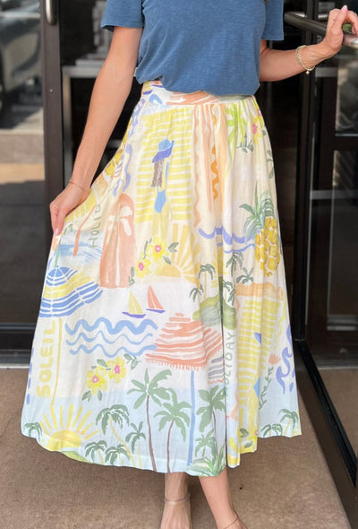 Erica Midi Skirt - Citrus Splash