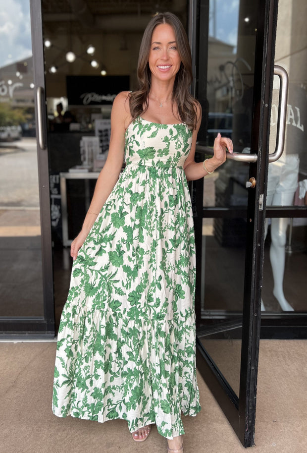 Sleeveless Tier Maxi Dress - Green
