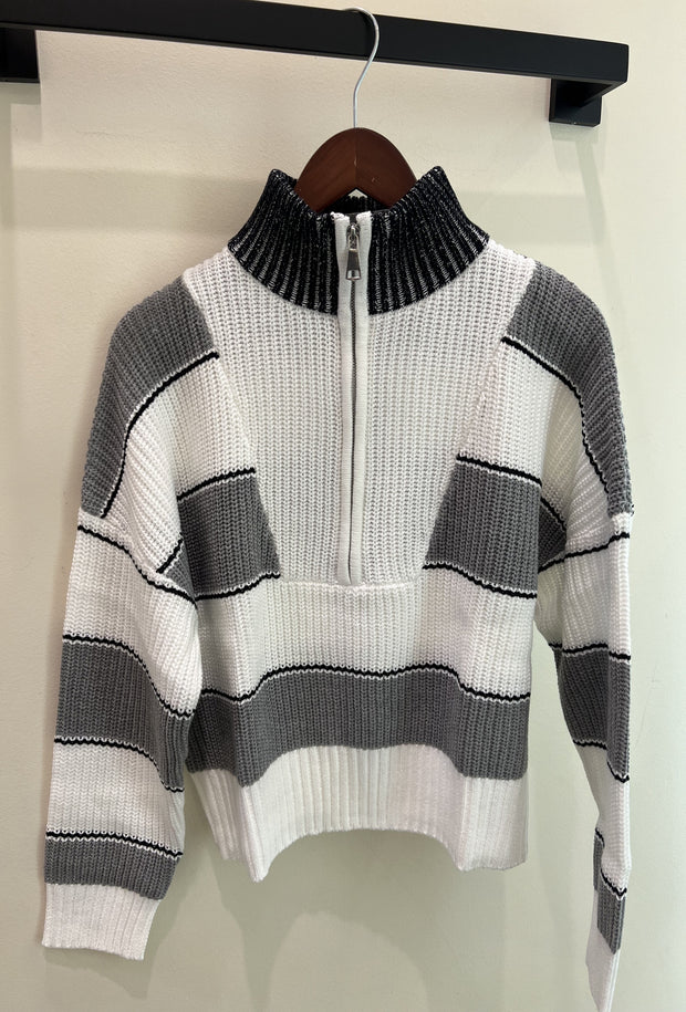 Long Sleeve Colorblock Sweater - Heather Grey