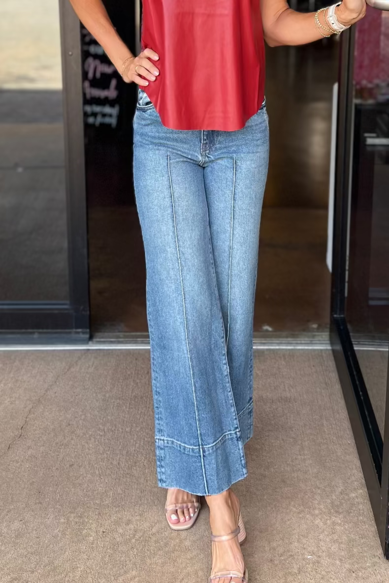 Meg High Rise Pin Tuck Wide Hem - Faith