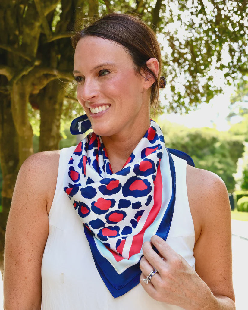 Meredith Spotted Scarf - Medium - Red / Navy