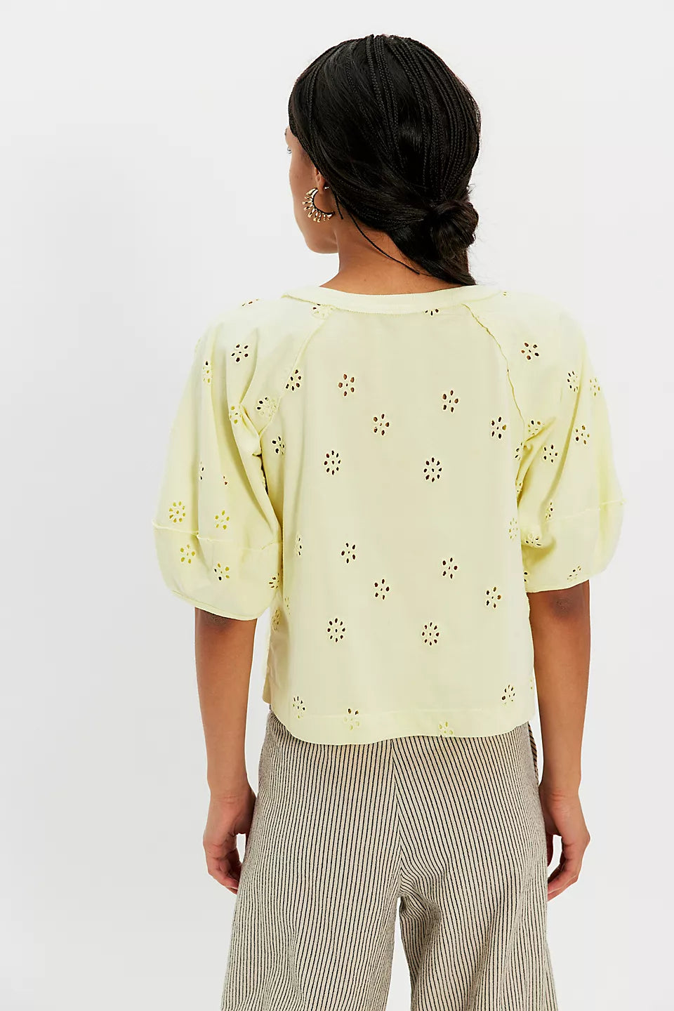Jessie Eyelet Tee - Lemon Water Combo