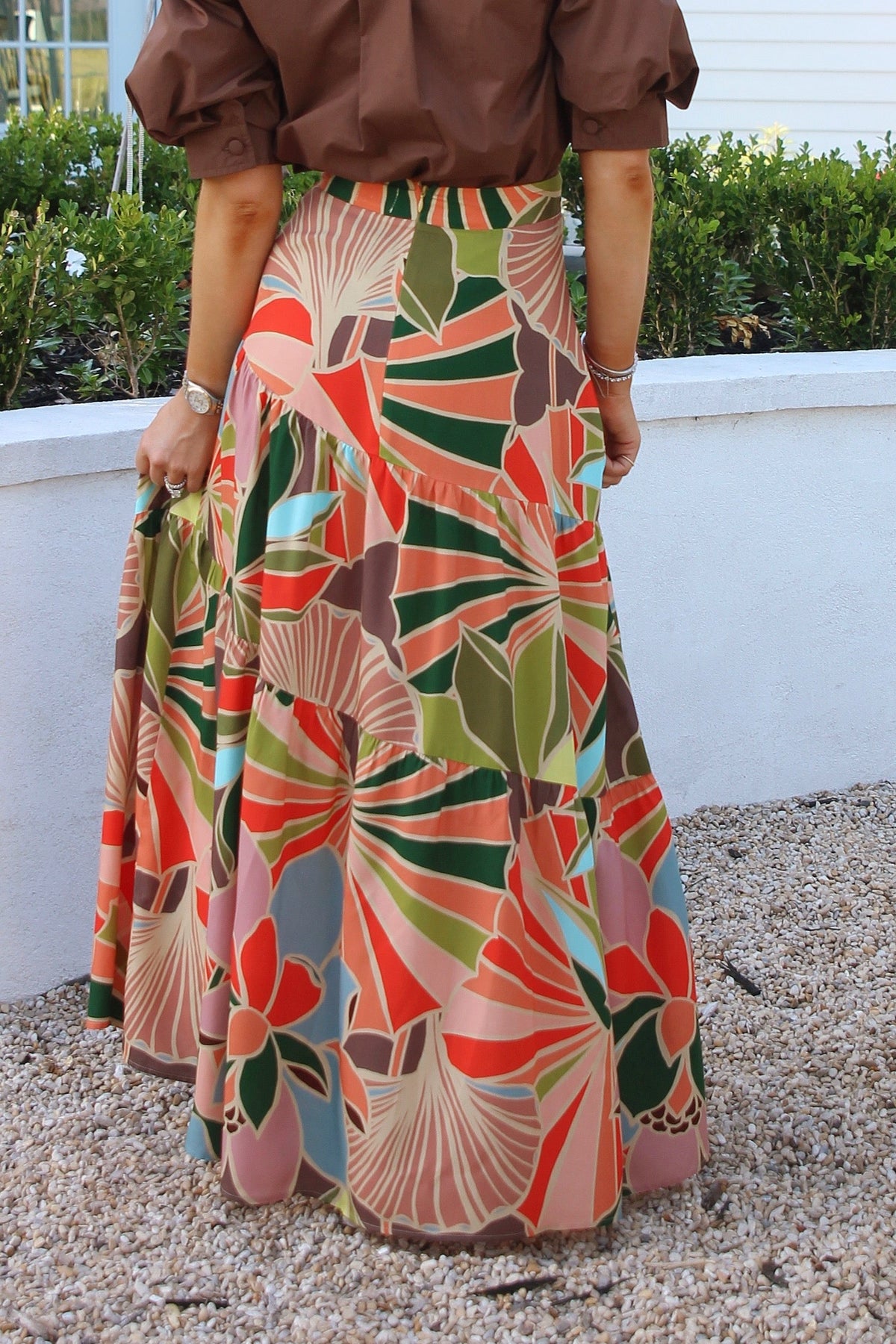 Floral Tie Maxi Skirt - Multi