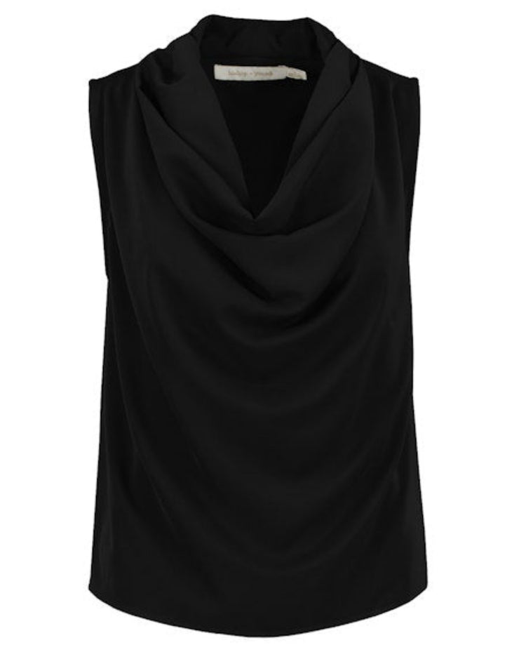 Olivia Cowl Neck Top - Black