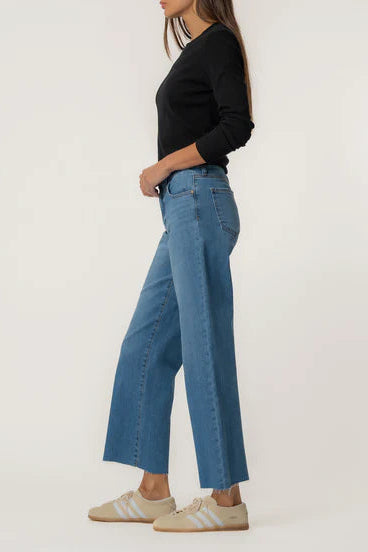 Charlotte High Rise Wide Leg Raw Hem - Soaring