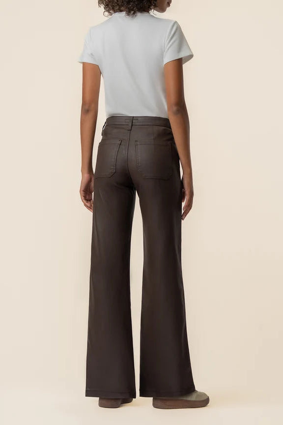 Jodi Coated High Rise Fab Ab Straight Leg 31.5" - Chocolate