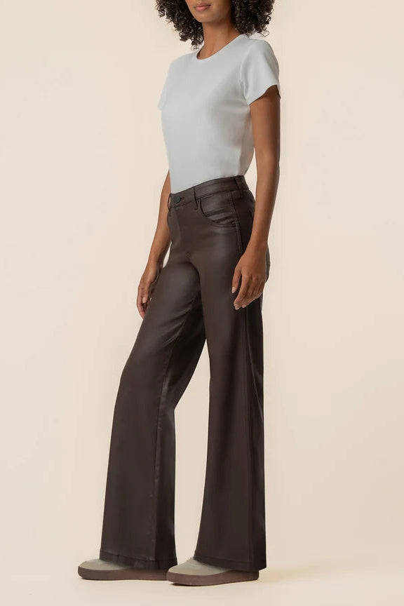 Jodi Coated High Rise Fab Ab Straight Leg 31.5" - Chocolate