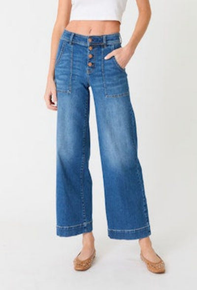 Camille Exposed Button Wide Leg - Blue Story