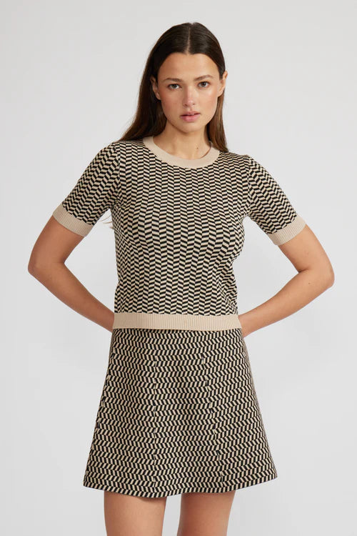 Warren Knit Top - Black/Tan