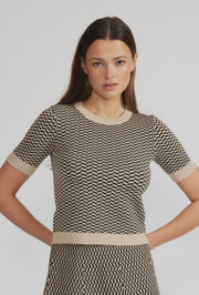Piper Knit Skirt - Black/Tan