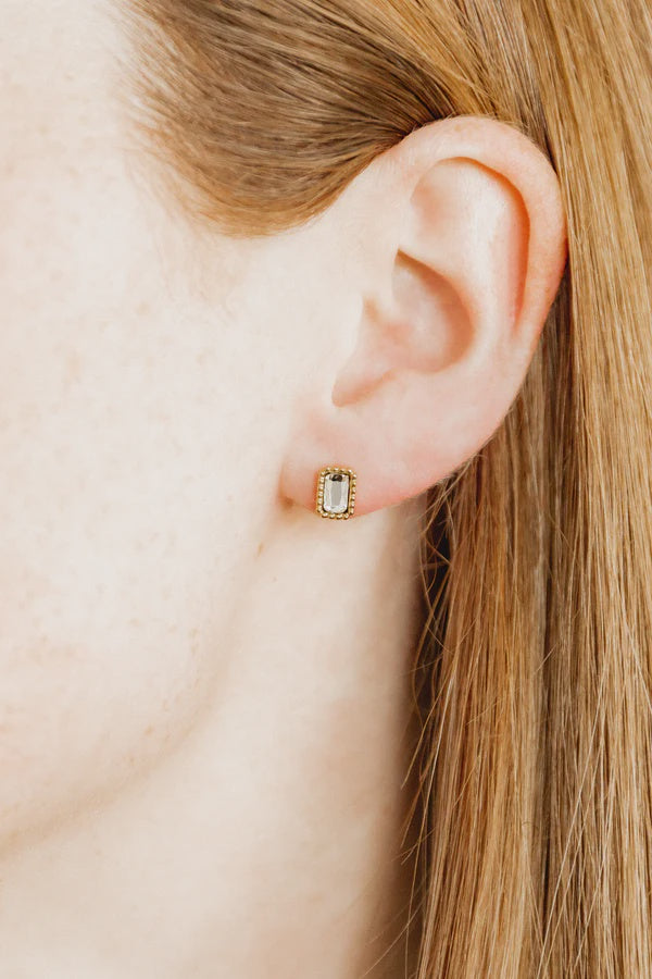 Madison Clear - Screwback Stud Earrings