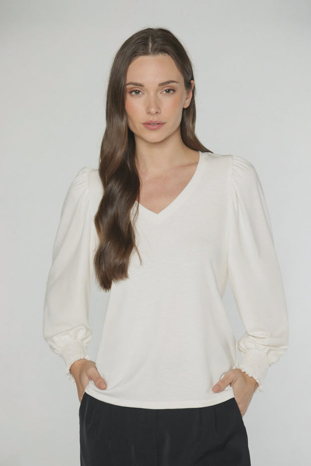 Katy V-Neck Top - Ivory