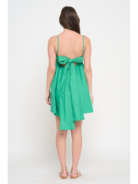 Sleeveless Bow Detail Back Dress - Leaf