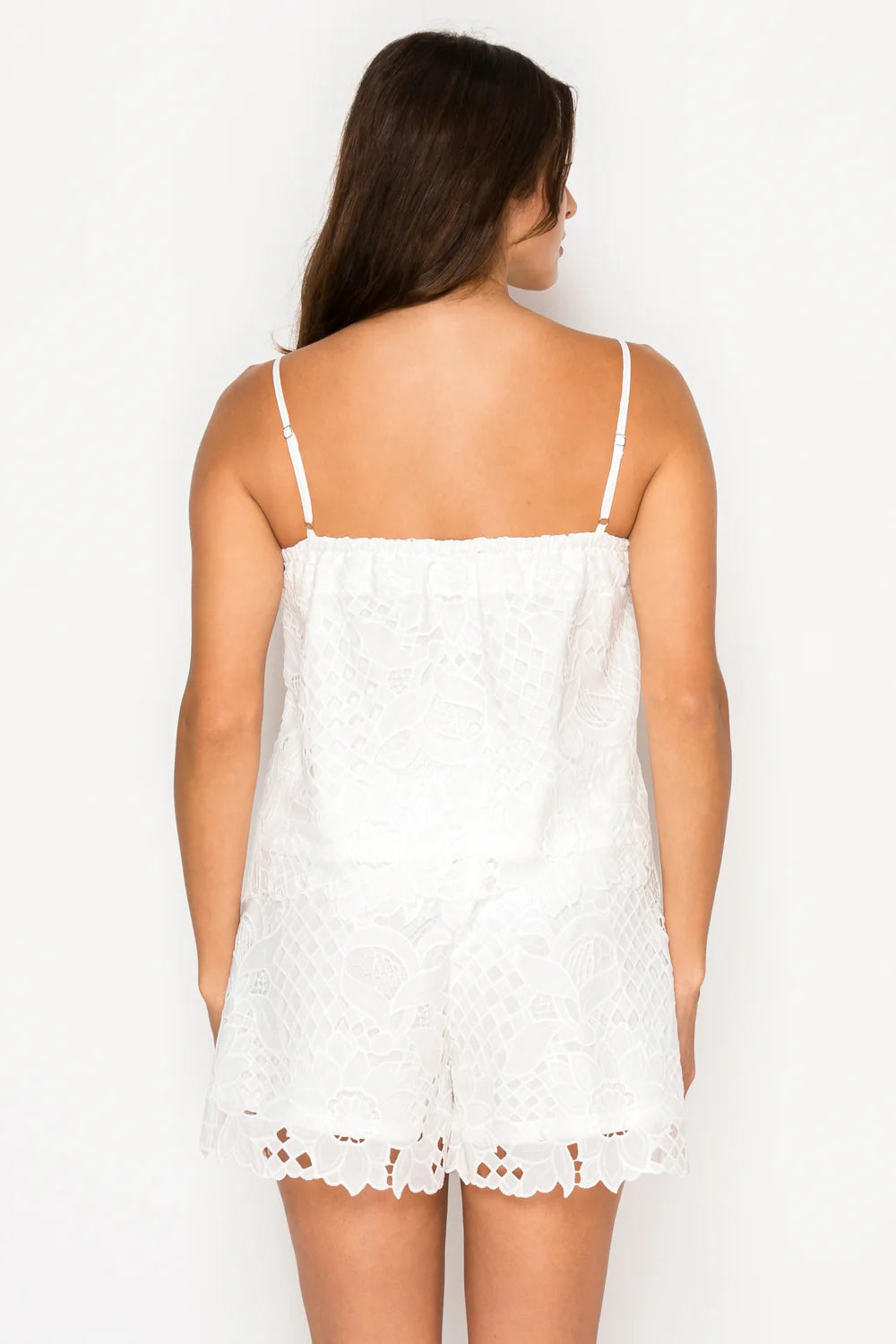 Floral Lace Short Set - White