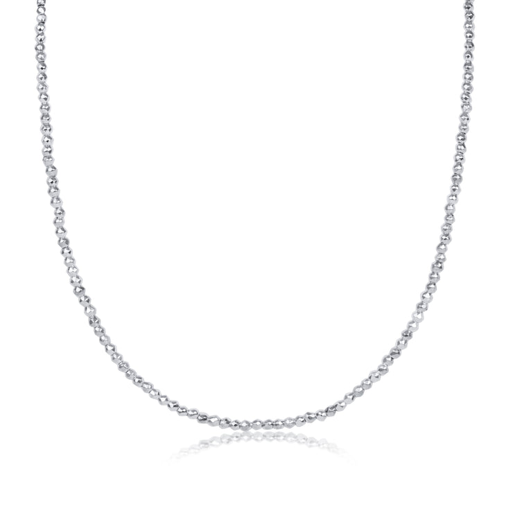 15" Choker Bright Silver Faceted Hematite 2mm Bead