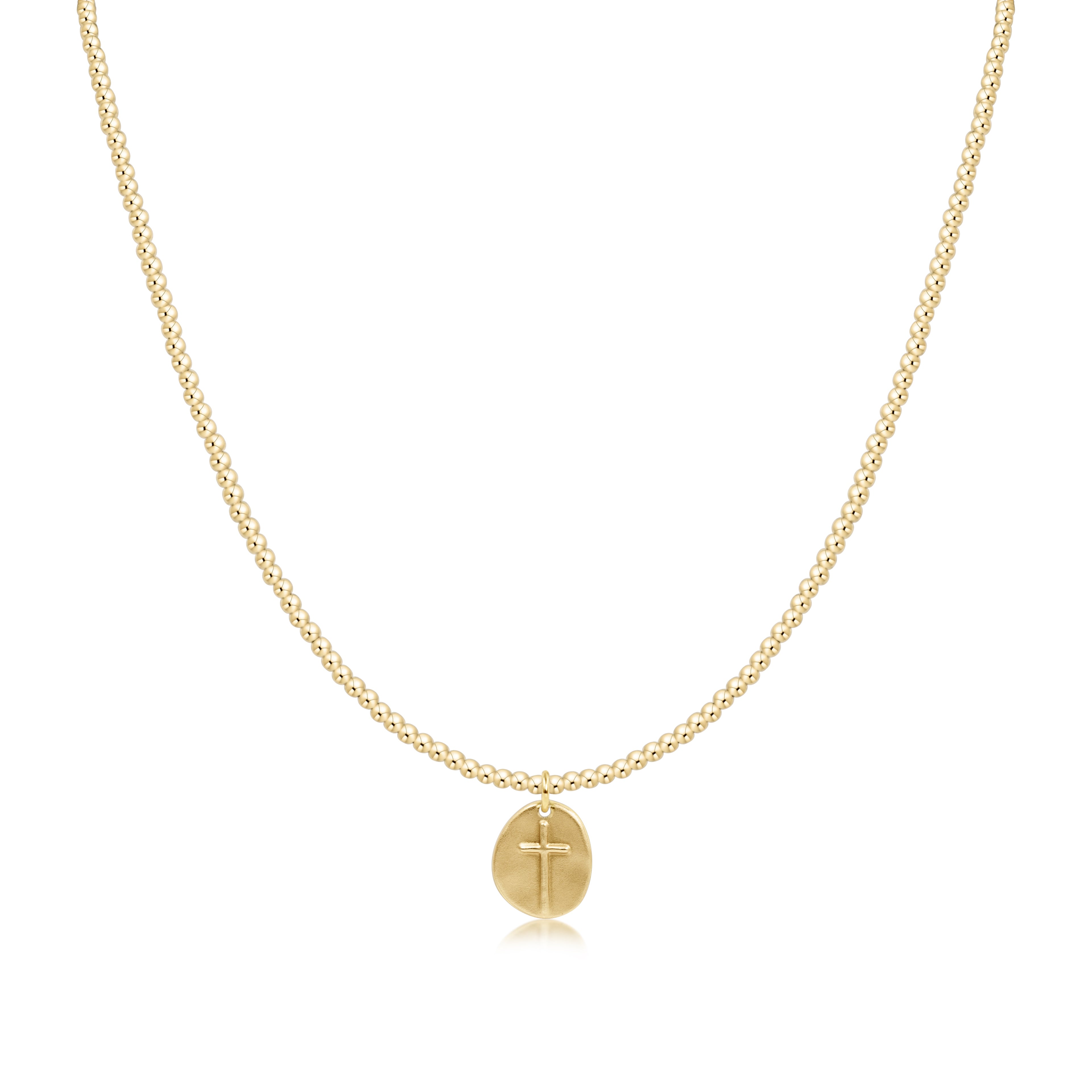 15" Choker Classic Gold 2mm Bead - Inspire Small Gold Charm