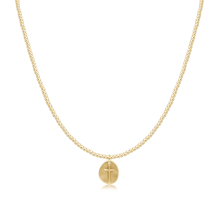 15" Choker Classic Gold 2mm Bead - Inspire Small Gold Charm