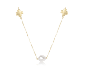 17" Choker Signature Cross Admire Simplicity Chain Gold - Pearl