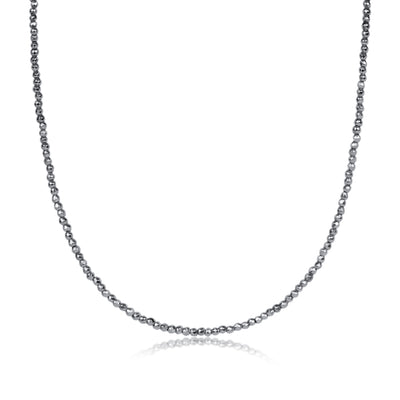 15" Choker Silver Faceted Hematite 2mm Bead