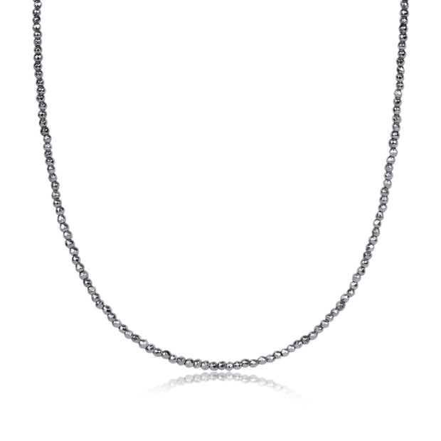 15" Choker Silver Faceted Hematite 2mm Bead