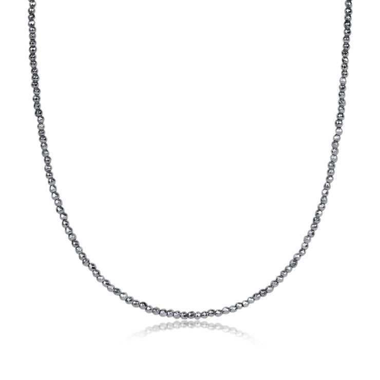 15" Choker Silver Faceted Hematite 2mm Bead
