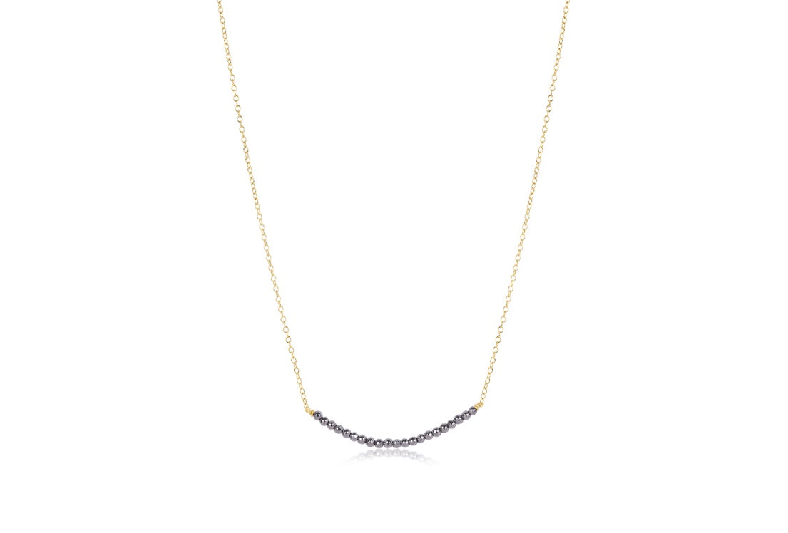 16" Necklace Gold - Beaded Bliss Silver Faceted Hematite