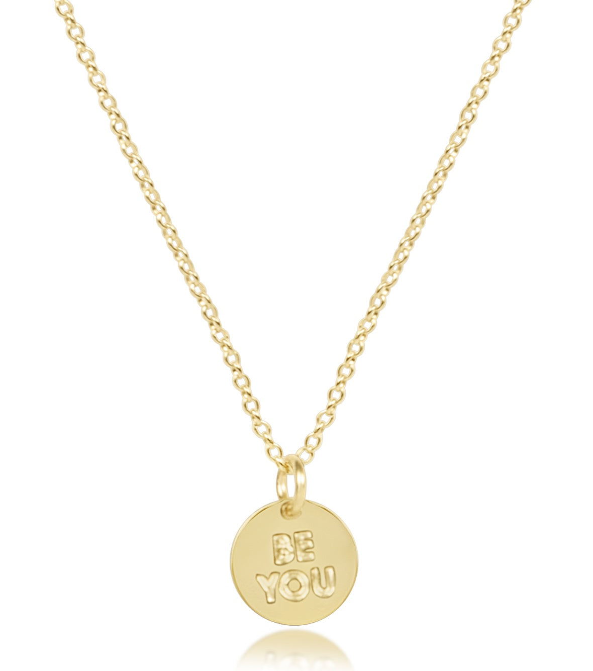16" Necklace Gold - be you. Small Gold Word Disc