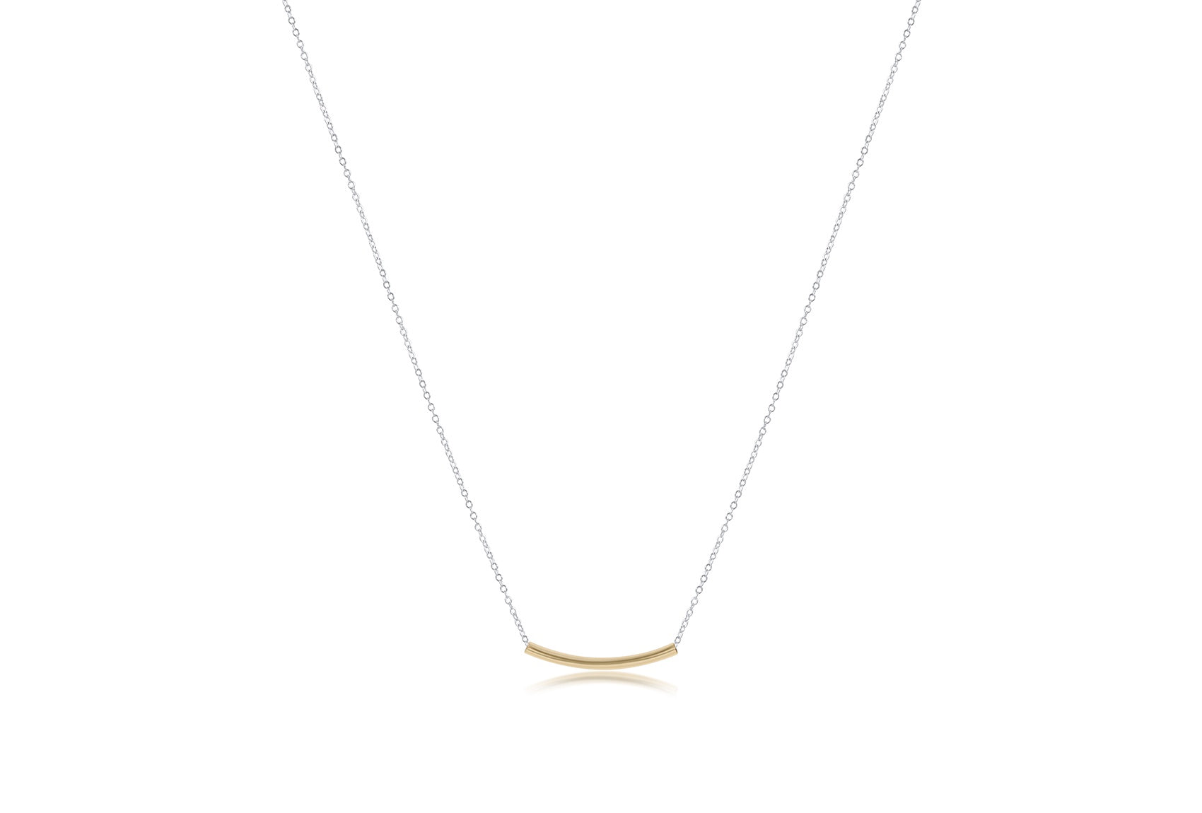 16" Necklace Sterling Mixed Metal - Bliss Bar Small Gold