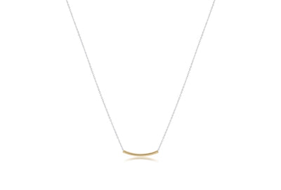 16" Necklace Sterling Mixed Metal - Bliss Bar Small Gold