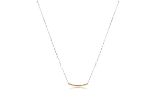 16" Necklace Sterling Mixed Metal - Bliss Bar Small Gold