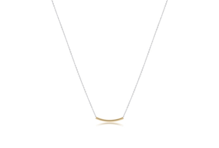 16" Necklace Sterling Mixed Metal - Bliss Bar Small Gold