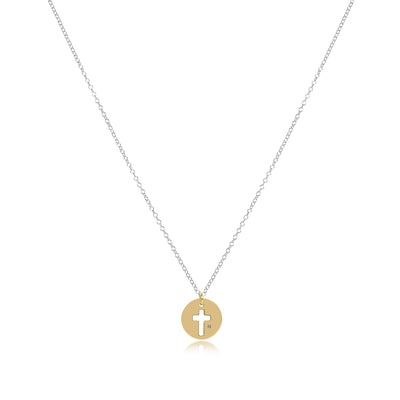 16" Necklace Sterling Mixed Metal - Blessed Gold Disc