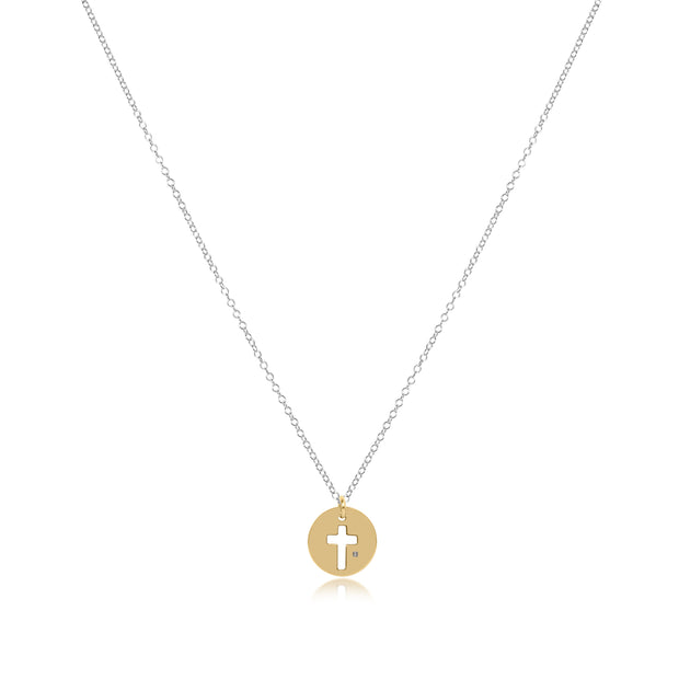 16" Necklace Sterling Mixed Metal - Blessed Gold Disc