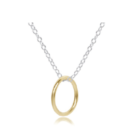 16" Necklace Sterling Mixed Metal - Halo Gold Charm