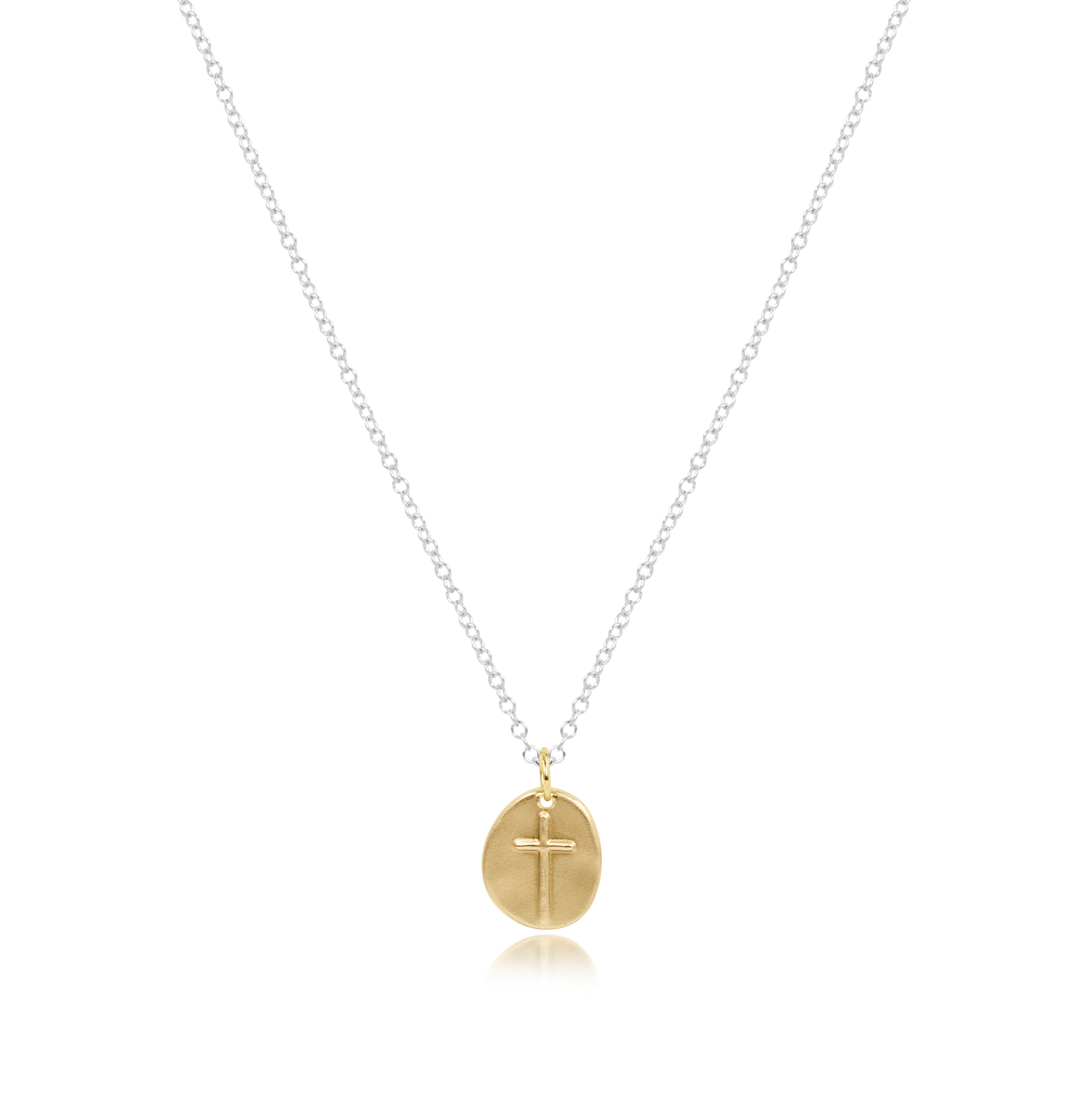 16" Necklace Sterling Mixed Metal - Inspire Small Gold Charm