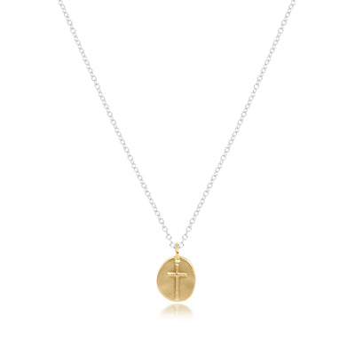 16" Necklace Sterling Mixed Metal - Inspire Small Gold Charm
